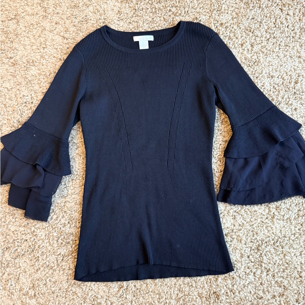 Design History Elegant Black Knit Top